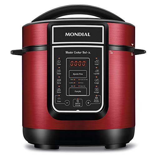 Panela de Pressão Elétrica Mondial Digital Master Cooker PE-41 PANELA ELÉTRICA PRESSÃO-127V-VERMELHO/INOX