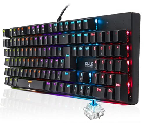 Teclado Mecânico Gamer Switch Blue Led Rgb 7 Cores Rainbow 12 Funções Anti Ghosting Abnt2 Usb para Pc Computador Notebook Mac