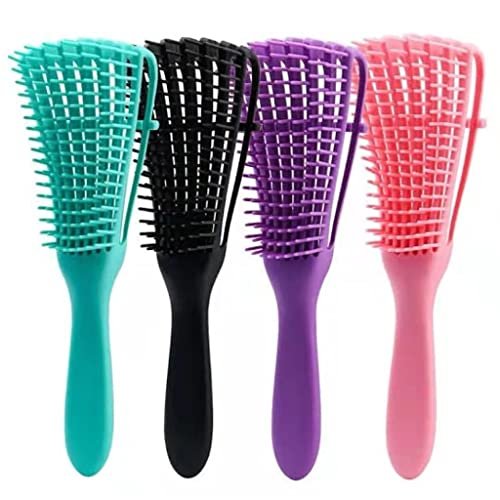 Escova Polvo Para Cabelos Cacheados e Crespos Desembaraçadora Anti-Quebra 8 Pontas Flexíveis Pente Polvo Escova Polvo p/ Cabelo Ondulado, Cacheado e Crespo Dedoliss