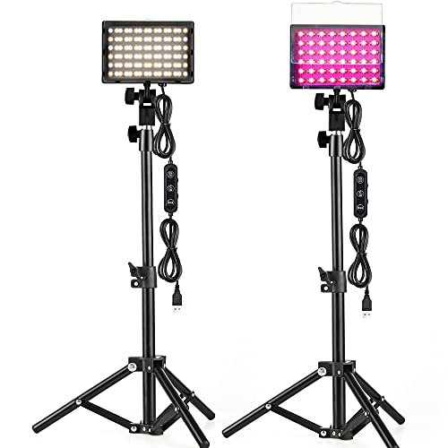 Kit de iluminação de vídeo RGB RGB para conferência, kit de iluminação LED para mesa com suporte de luz de 45 cm, regulável 2600 K-6000 K, luz de preenchimento portátil USB para mesa, estúdio de foto e vídeo