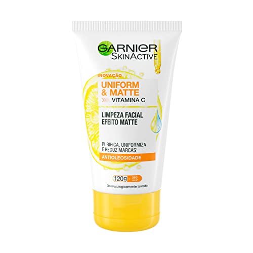 Limpeza Facial Garnier Uniform & Matte Vitamina C Antioleosidade, 120g