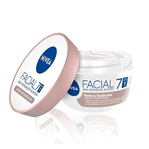 NIVEA Hidratante Facial Beleza Radiante 7 em 1 100g - 7 benefícios em 1 potinho: reduz marcas escurecidas, controla oleosidade, uniformiza, ilumina, hidrata, proteção UVA/UVB e efeito matte