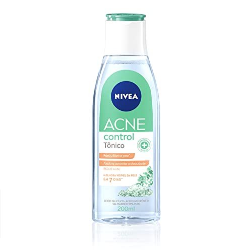 NIVEA Tônico Facial Acne Control 200ml - Ajuda a controlar a oleosidade, não obstrui os poros, remove células mortas, reduz a vermelhidão e hidrata a pele acneica