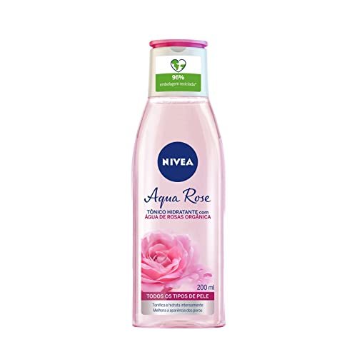 NIVEA Tônico Hidratante Aqua Rose 200ml - Melhora a aparência dos poros, tonifica e finaliza a limpeza do rosto, além de hidratar intensamente com água de rosas orgânica em sua composição