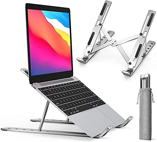 Suporte De Notebook De Alumínio Ajustável Para Notebook De 6 Ângulos Ajustável De Alumínio Dobrável E Ergonômico Para Desktop Portátil Compatível Com Macbook, Ipad, Hp, Dell, Lenovo 10-17 Polegadas