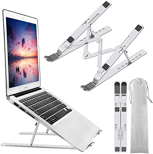 Suporte para laptop, suporte para laptop, suporte para computador Riser, suporte de notebook portátil dobrável de alumínio ajustável, compatível com MacBook Air Pro, HP, Lenovo, Dell, mais laptops e tablets de 10 a 15,6 polegadas (prata)