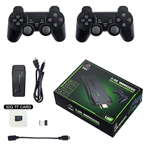 XUXL Consoles de Videogame, 4K 2,4G Wireless 10.000 jogos 32/64GB Retro Classic Gaming Gamepads Controlador da família de TV para PS1/GBA/MD, Q274816IXR5P0O488CLRF7