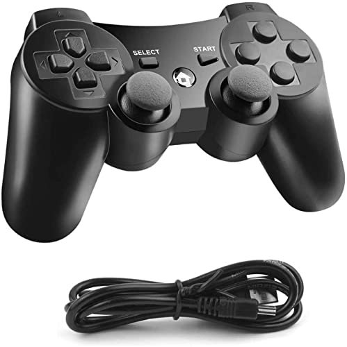 Controle sem fio PS3 compatível com Playstation 3, joystick Bluetooth sem fio com cabo carregador