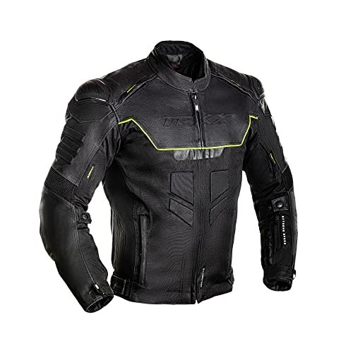 Jaqueta de Couro Motociclista Texx Falcon V2 Preta, Jaquata de Couro Motoqueiro (as2, alpha, 3x_l, regular, regular, Preto/Verde)