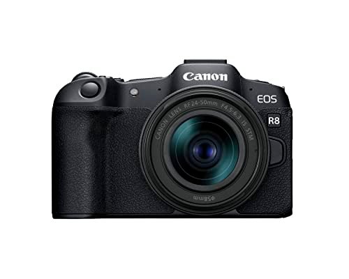 Canon Câmera EOS R8 Full-Frame Mirrorless com lente RF24-50 mm F4.5-6.3 IS STM, 24,2 MP, vídeo 4K, processador de imagem DIGIC X, detecção e rastreamento de assuntos, compacta, conexão com smartphone, criador de conteúdo