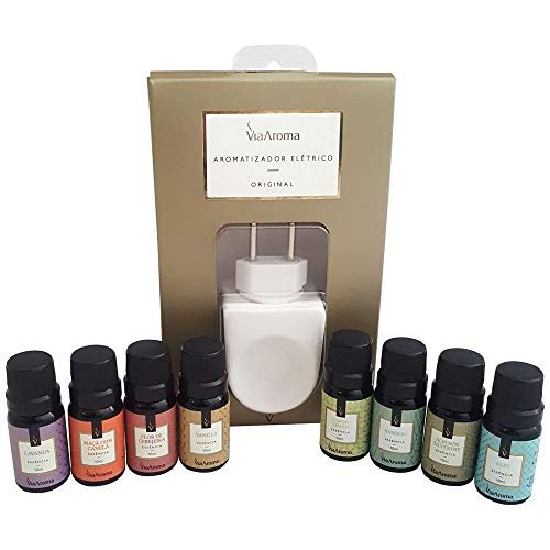 Kit 8 Essências Via Aroma E Aromatizador Elétrico Porcelana