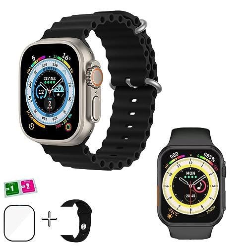 Relógio inteligente Smartwatch com monitor para saúde, fitness, corrida, ciclos de sono, detecção de queda GPS com ferramentas para gerenciar o estresse e o sono, frequência cardíaca adequado para homens e mulheres (Preto)