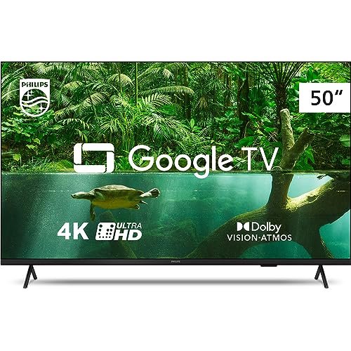 Smart TV Philips 50" 4K 50PUG7408/78, Google TV, Comando de Voz, Dolby Vision/Atmos, VRR/ALLM, Bluetooth