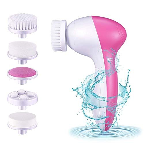 AKOOTE Escova facial de limpeza de rosto escova de limpeza à prova d'água novo estilo 2 velocidades com 5 cabeças de escova escova de beleza facial pincel de limpeza de rosto em uma linda caixa...