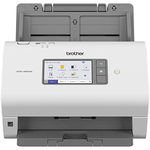Brother Scanner de desktop profissional ADS-4900W com velocidades rápidas de digitalização, duplex, sem fio e tela sensível ao toque grande