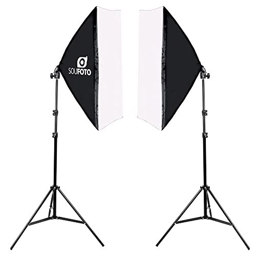 Kit de Iluminação Duplo com Softbox 50x70cm de Soquete E-27 Embutido e Tripé de 2 metros Sou Foto para Estúdio Fotográfico