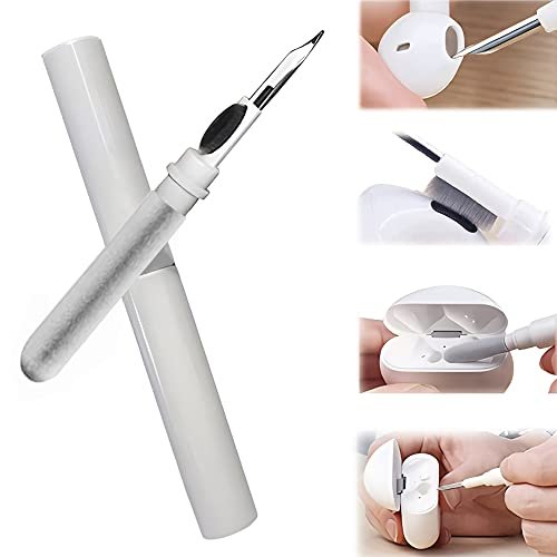Kit de limpeza de fones de ouvido Airpods, kit de limpeza Airpods Pro 1 2 3 em forma de caneta com escova macia para fones de ouvido sem fio Bluetooth caixa de carregamento acessórios ferramentas, computador, câmera e telefone (branco)