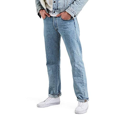 Levi's Calça jeans masculina 501 Original Fit, Lavagem em pedra leve., 34W / 34L