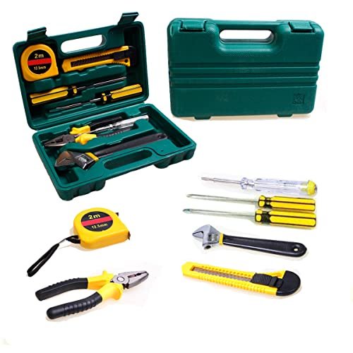 Maleta De Ferramentas Reparo Eletricista LWJ-147 Kit Portátil 7 Peças Completo Com Chave De Fenda, Alicate, Fita Métrica, Trena, Caixa Multifuncional PREMIUM ONYK