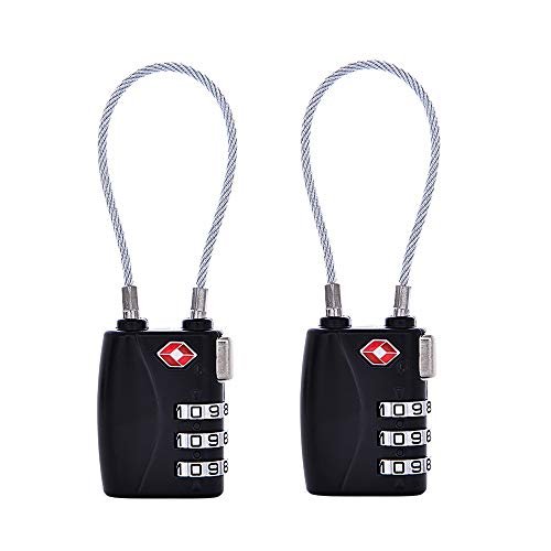 MEGICOT 2 Pacote de cadeado TSA para bagagem, cadeado de combinação de 3 dígitos para mala de viagem, mala, armários, academia, cadeados de bicicleta ou outros (preto + preto)