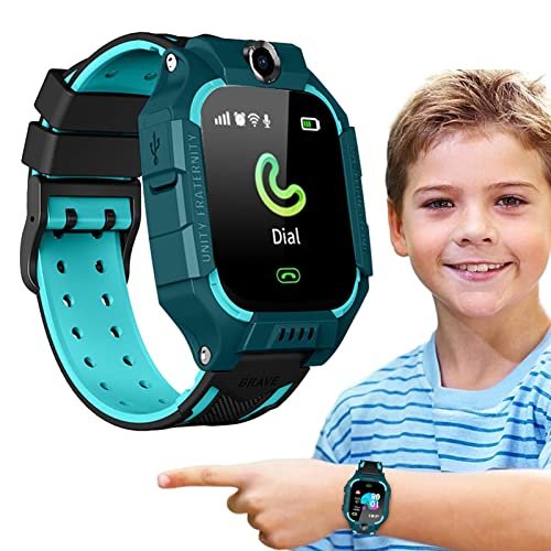 Relógios inteligentes para crianças | Smartwatch com tela sensível ao toque HD - Relógio inteligente à prova d'água com alerta SOS para meninos e meninas com mais de 3 anos Riastvy Verde