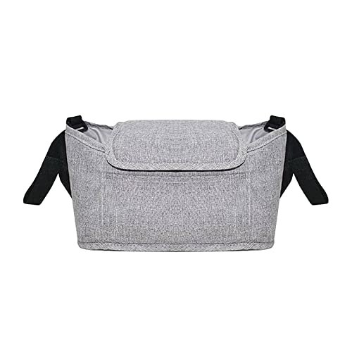 shamjina Bolsa organizadora de carrinho de bebê bolsa de armazenamento com alça de carrinho de bebê bolsa de fralda, cinza, 30 x 17 x 12 cm