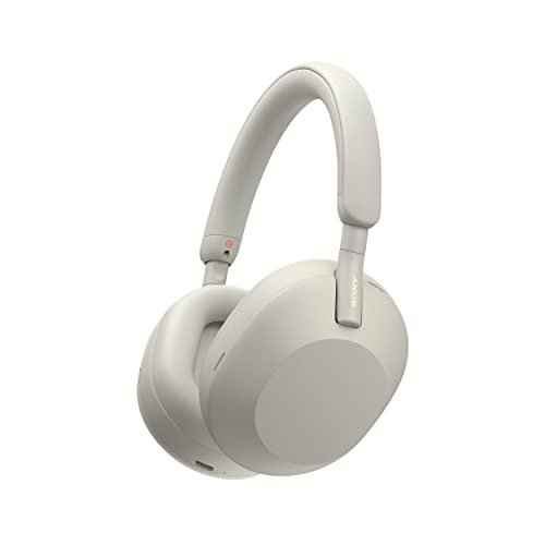 Sony WH-1000XM5 Fones de ouvido sem fio líderes da indústria com otimizador de cancelamento de ruído automático, chamadas sem as mãos livres cristalinas e controle de voz Alexa, prata
