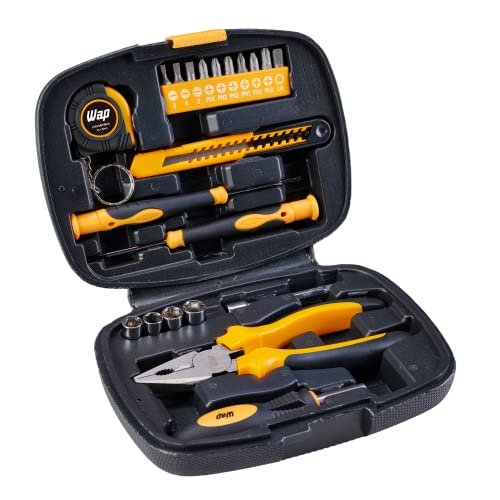 Wap Maleta De Ferramentas Kit De Ferramentas Manuais Wap Mkf21 Com Conjunto De 21 Acessórios Trena Estilete Alicate Chave Phillips Chave De Fenda Bits Soquetes