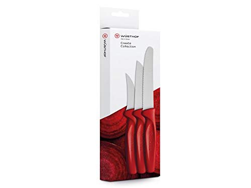 WUSTHOF Conjunto de facas 3 peças, coleção Create, vermelho
