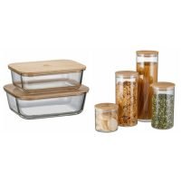 Kit potes de vidro herméticos + Porta-Mantimentos Electrolux com tampa de bambu – 6 unidades