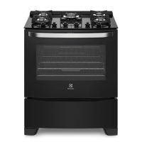 Fogão 5 Bocas Electrolux Preto Automático com Mesa de Vidro e Tripla Chama (76GS) – Bivolt