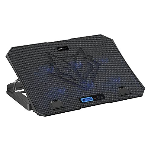 C3TECH - Base para Notebook Gamer NBC-70BK ate 15,6" Preto - Com 5 opções de inclinação 6 ventiladores Painel digital para controle iluminação em LED