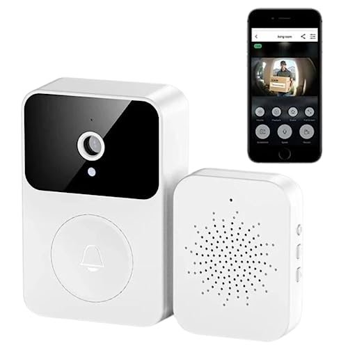 Campainha Inteligente com Câmera HD Integrada, Detecção de Movimento PIR, Alarme de Segurança, Interfone e Wi-Fi, Armazenamento na Nuvem, para Casa e Apartamento - AlverSun