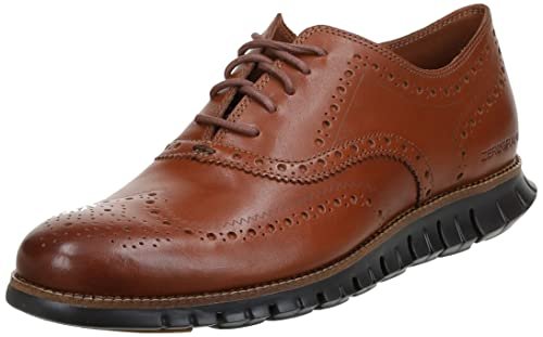 Cole Haan Sapato Oxford masculino Zerogrand Wing Ox Leather, Couro bronze britânico/Java, 11 Wide