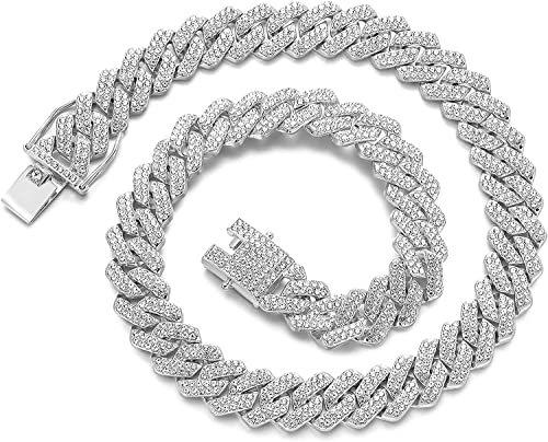 Corrente de elos cubanos Iced Out Miami Colar cubano de prata/ouro com diamantes Hip Hop joias para mulheres e homens