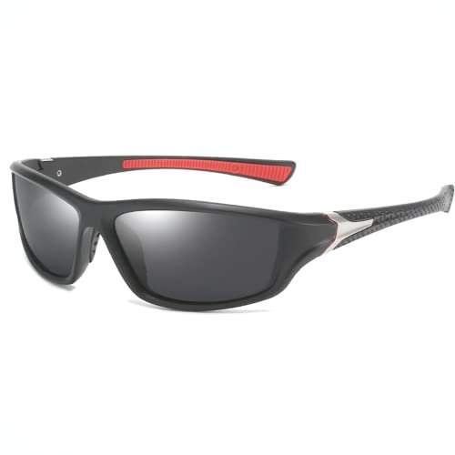 Óculos De Sol Lente Polarizada Masculino Preto E Vermelho UV400 Prática de Esporte C5 PREMIUM SYANG
