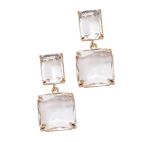 GALPADA 1 Par De Brincos De Cristal Brincos De Cristal Brincos Quadrados Brincos De Pingente De Diamante Brincos De Cristal Pendentes Acessórios De Orelha De Senhora Brincos De Diamante