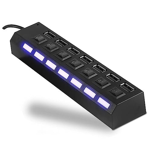 Hub Usb 7 Portas 2.0 Hd Extensor Adaptador Pen Drive Pc Extensão Régua Fonte Mouse Bivolt - A3L Import