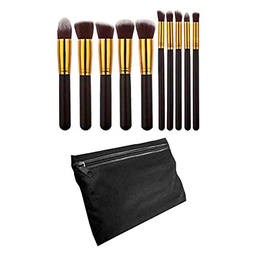 Kit 10 Pincéis Maquiagem Pincel Kabuki Estojo Profissional