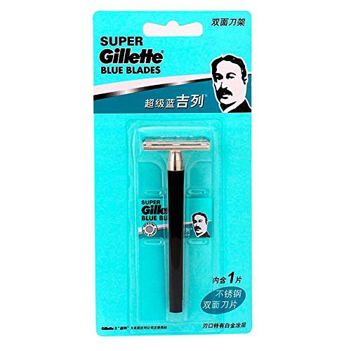 Kit Aparelho Barbeador Retro Vintage C/ 1 Lâmina Blue Blades