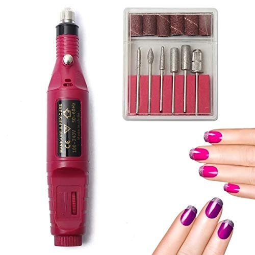 Kit Para Manicure e Pedicure Elétrica Profissional Máquina de Lixar Unhas Bivolt 110 a 240v Velocidade até 20.000 RPM Brocas e Acessórios