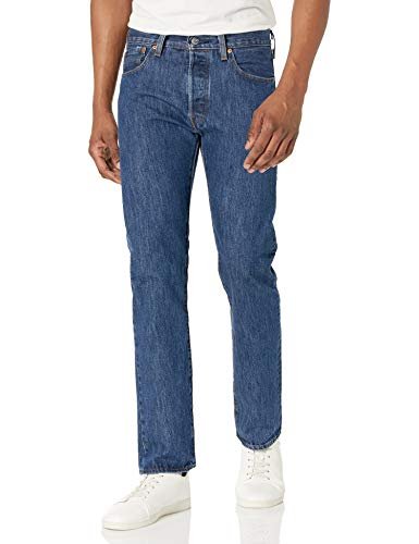 Levi's Calça jeans masculina 501 Original Fit, Lavagem de pedra escura (sem água), 44W / 32L