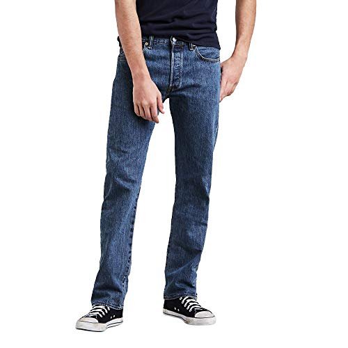 Levi's Calça jeans masculina 501 Original Fit, Lavagem em pedra média (sem água), 44W / 32L