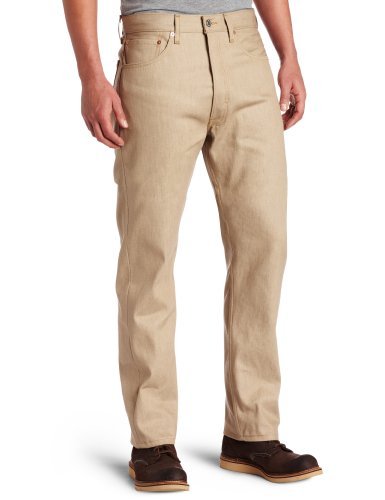 Levi's Calça jeans masculina reta 501 com encolhimento, Sand Stf, 33W x 32L