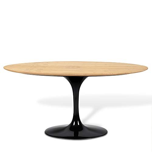 Mesa Saarinen Tulipa Jantar Madeira Freijo Oval 90x160cm Preta