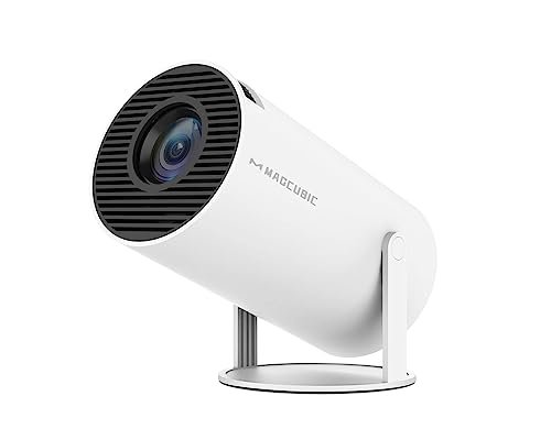 Mini Projetor Portatil 5G Wifi 6 Bluetooth 5.0 Android 11, Projetor 4K 1080P Full HD Suporte 8000 Lumens, Projetor Led Auto de Correcção Trapezóide Horizontal, 180°Girável Projector para Telefónico