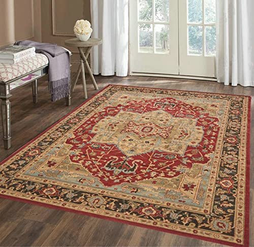 NORAZE Tapete tradicional persa marroquino boho tapete sala de estar quarto grande vintage macio pilha curta bordas design oriental clássico -160*230cm