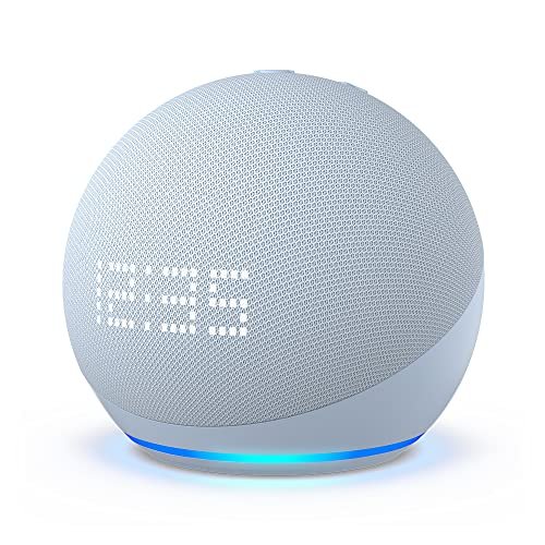 Echo Dot 5ª geração com Relógio | Smart speaker com Alexa | Display de LED ainda melhor | Cor Azul Claro