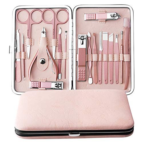 Staright Kit profissional de ferramentas de manicure e pedicure com 18 peças, com agulha para acne, lixa de unha, aparador de pelos do nariz, tesoura para sobrancelha