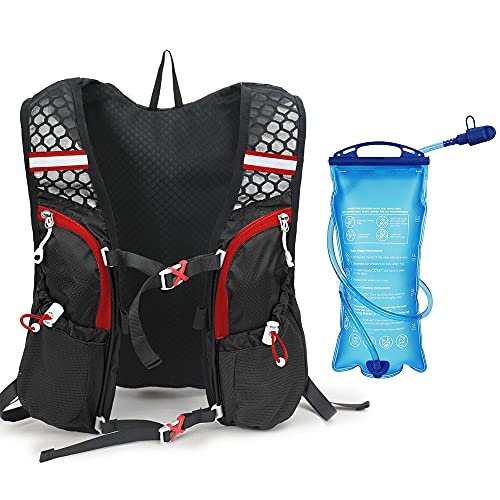 Tomshin Pacote de hidratação Mochila com 2L de bexiga de água Colete de hidratação super leve respirável para corrida ao ar livre, ciclismo e escalada
